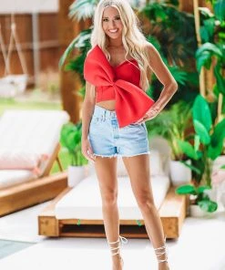 Hazel & Olive NEW ARRIVALS Adore Me Red Crop Top - Red