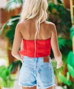 Hazel & Olive NEW ARRIVALS Adore Me Red Crop Top - Red