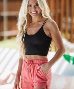 Hazel & Olive At Leisure Terry Cloth Shorts - Red