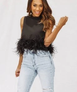 Hazel & Olive Brooke In Brooklyn Top - Black Feathers