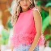 Hazel & Olive NEW ARRIVALS Brooke In Brooklyn Top - Pink Feathers