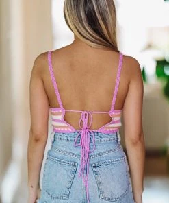 Hazel & Olive NEW ARRIVALS Cali Dreaming Knit Crochet Top - Purple, White, Apricot