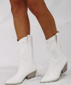 Hazel & Olive NEW ARRIVALS Chasin' You Cowgirl Boots - White