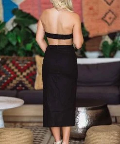 Hazel & Olive NEW ARRIVALS Emory Dress Midi Dress - Black