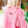 Hazel & Olive Country Rockin' Rhinestone Cropped Denim Jacket - Hot Pink NEW ARRIVALS