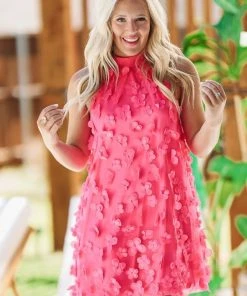 Hazel & Olive Covered In Petals Dress - Hot Pink