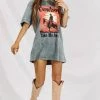 Hazel & Olive Cowboy Take Me Away Graphic Tshirt Dress Or Tee - Gray