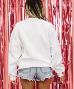 Hazel & Olive NEW ARRIVALS Cowboys And Beer Pullover - White