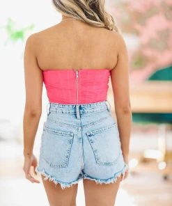 Hazel & Olive NEW ARRIVALS D'Amour Corset Top - Fuchsia Pink