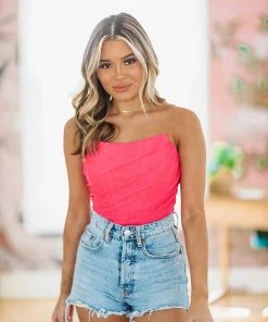 Hazel & Olive NEW ARRIVALS D'Amour Corset Top - Fuchsia Pink