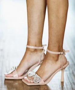 Hazel & Olive Double Bow Crystal Heel - Nude 7 Hazel & Olive Double Bow Crystal Heel - Nude