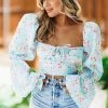 Hazel & Olive Eager To Love Crop Top - Blue Floral