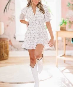 Hazel & Olive Easy Street Floral Dress - White