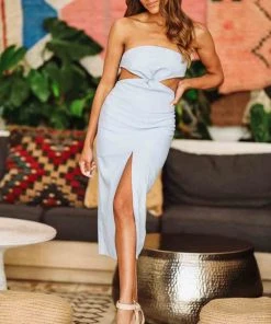 Hazel & Olive NEW ARRIVALS Emory Dress Midi Dress - Blue