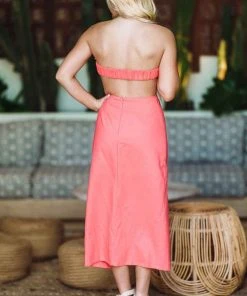 Hazel & Olive NEW ARRIVALS Emory Dress Midi Dress - Coral