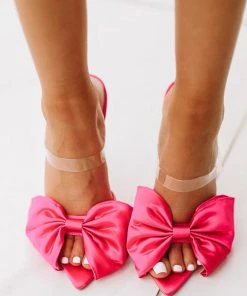 Hazel & Olive Fall In Love Bow Heels - Fuchsia Pink