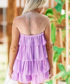 Hazel & Olive NEW ARRIVALS Get On Board Romper Dress - Purple
