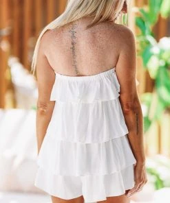 Hazel & Olive NEW ARRIVALS Get On Board White Romper Dress - White