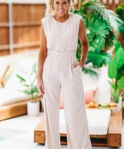 Hazel & Olive NEW ARRIVALS High Standards Jumpsuit - Champagne