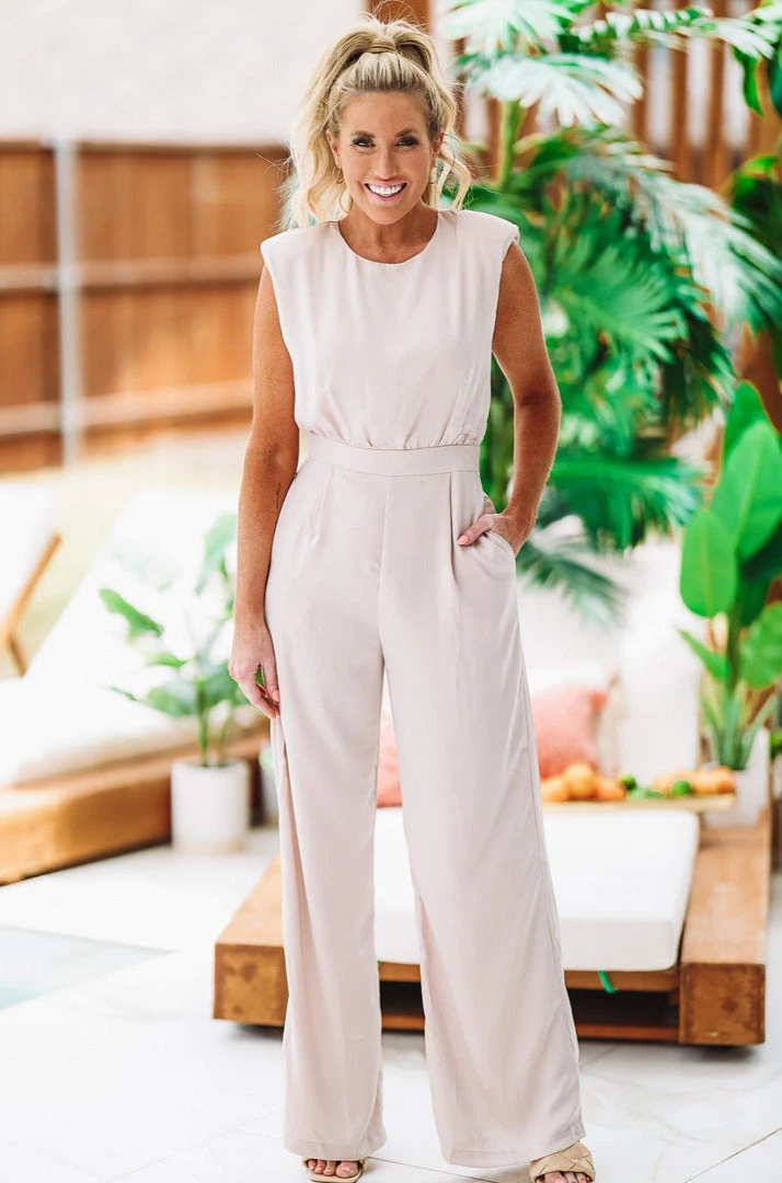 Hazel & Olive NEW ARRIVALS High Standards Jumpsuit - Champagne 3 Hazel & Olive NEW ARRIVALS High Standards Jumpsuit - Champagne