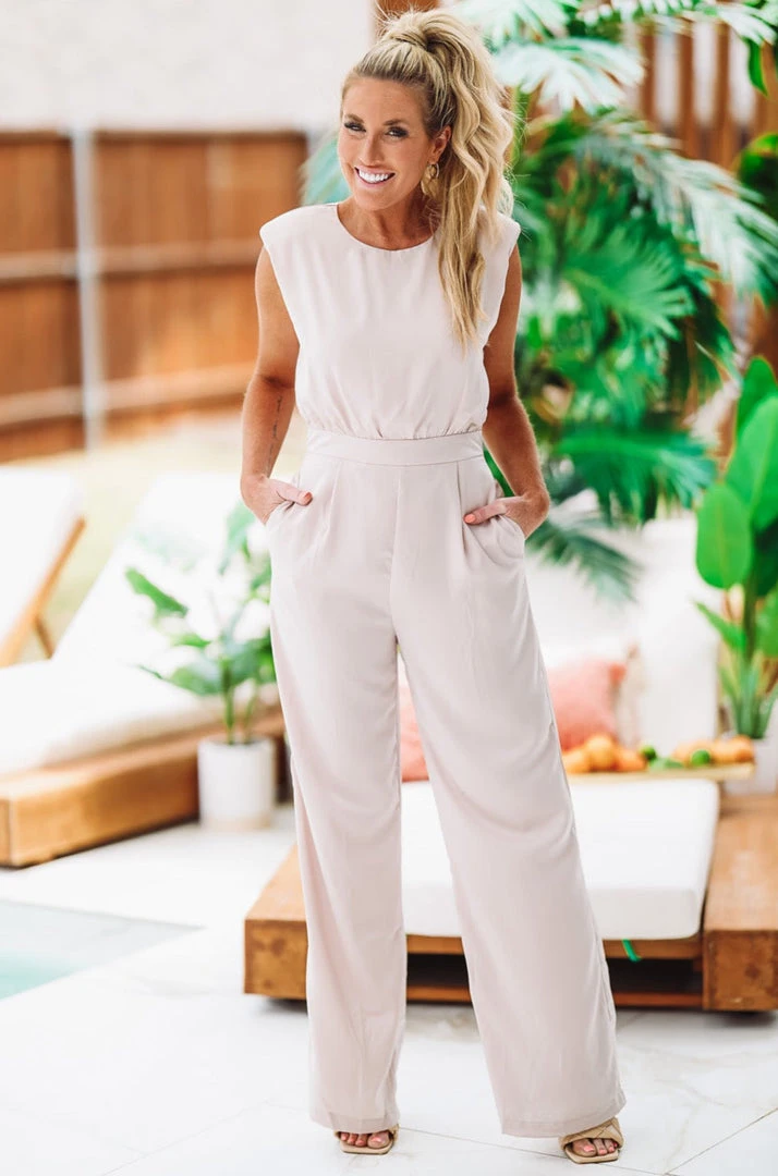 Hazel & Olive NEW ARRIVALS High Standards Jumpsuit - Champagne 5 Hazel & Olive NEW ARRIVALS High Standards Jumpsuit - Champagne