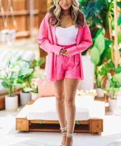 Hazel & Olive NEW ARRIVALS Just Because Button Up Top - Pink