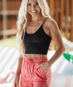 Hazel & Olive Kickin' It Black Crop Top - Black NEW ARRIVALS