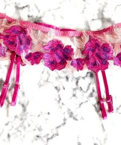 Hazel & Olive NEW ARRIVALS Le Fleur Garter Belt - Magenta