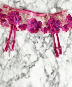 Hazel & Olive NEW ARRIVALS Le Fleur Garter Belt - Magenta