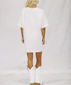 Hazel & Olive Let's Go Girls Oversized Tshirt Dress Or Tee - Pink And White NEW ARRIVALS