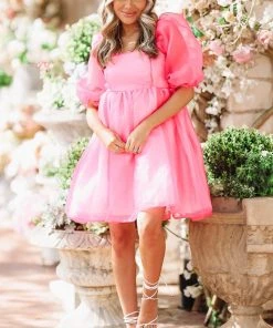 Hazel & Olive NEW ARRIVALS Lotta Love Dress - Hot Pink