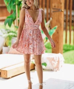Hazel & Olive Love Island Dress - Light Pink And Orange NEW ARRIVALS