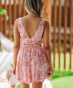 Hazel & Olive Love Island Dress - Light Pink And Orange NEW ARRIVALS