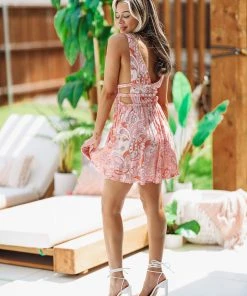 Hazel & Olive Love Island Dress - Light Pink And Orange NEW ARRIVALS