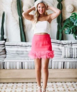 Hazel & Olive NEW ARRIVALS Made For Brooklyn Feather Skirt - Pink