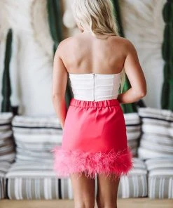 Hazel & Olive NEW ARRIVALS Made For Brooklyn Feather Skirt - Pink