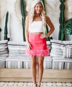 Hazel & Olive NEW ARRIVALS Made For Brooklyn Feather Skirt - Pink