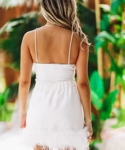 Hazel & Olive Made For Brooklyn Feather Skirt - White NEW ARRIVALS