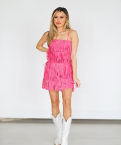 Hazel & Olive Made In Memphis Fringe Top - Hot Pink NEW ARRIVALS
