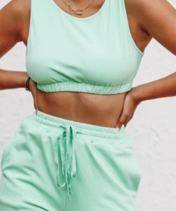 Hazel & Olive NEW ARRIVALS Make Them Jealous Crop Top - Mint (FINAL SALE)
