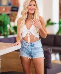 Hazel & Olive Mariposa Crochet Top - Ivory
