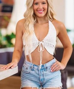Hazel & Olive Mariposa Crochet Top - Ivory