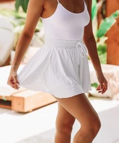 Hazel & Olive NEW ARRIVALS Meet Ya On The Court Shorts - White