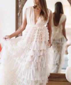 Hazel & Olive NEW ARRIVALS Midnight Dreams Dress - Tan/Nude