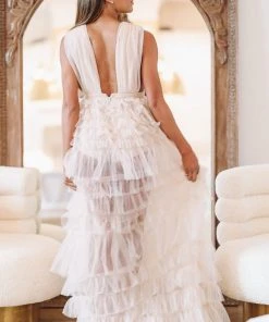 Hazel & Olive NEW ARRIVALS Midnight Dreams Dress - Tan/Nude