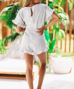 HAZEL & OLIVE Play In Gray Romper - Gray NEW ARRIVALS