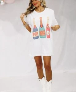 Hazel & Olive Pop Fizz Clink Graphic Tshirt Dress Or Tee - White NEW ARRIVALS 8 Hazel & Olive Pop Fizz Clink Graphic Tshirt Dress Or Tee - White NEW ARRIVALS