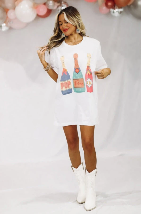 Hazel & Olive Pop Fizz Clink Graphic Tshirt Dress Or Tee - White NEW ARRIVALS 5 Hazel & Olive Pop Fizz Clink Graphic Tshirt Dress Or Tee - White NEW ARRIVALS