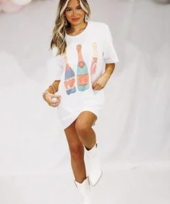 Hazel & Olive Pop Fizz Clink Graphic Tshirt Dress Or Tee - White NEW ARRIVALS 7 Hazel & Olive Pop Fizz Clink Graphic Tshirt Dress Or Tee - White NEW ARRIVALS