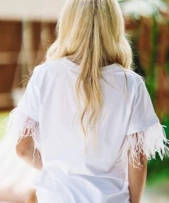 HAZEL & OLIVE Probably Should Feather Top - White NEW ARRIVALS